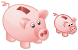 Empty piggy bank icons