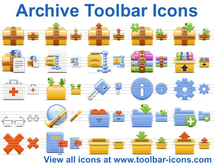 Royalty-free toolbar icons for torrent, archive and backup software and websites