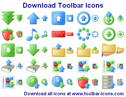 Download Toolbar Icons - a comprehensive icon set for download/upload web sites