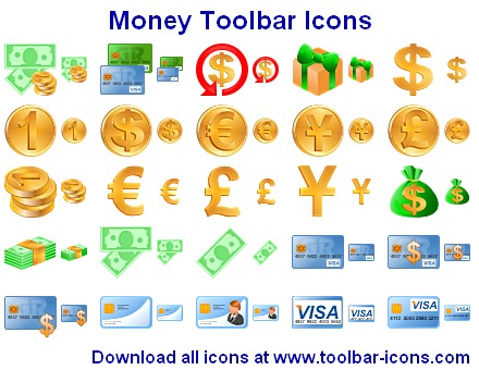 Over a hundred Money Toolbar Icons for financial and accounting products