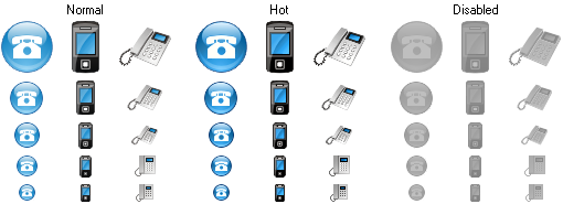 Icon states and sizes