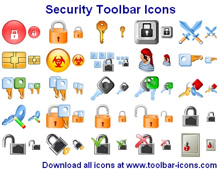 Security Toolbar Icons - a comprehensive set of security-related handmade icons